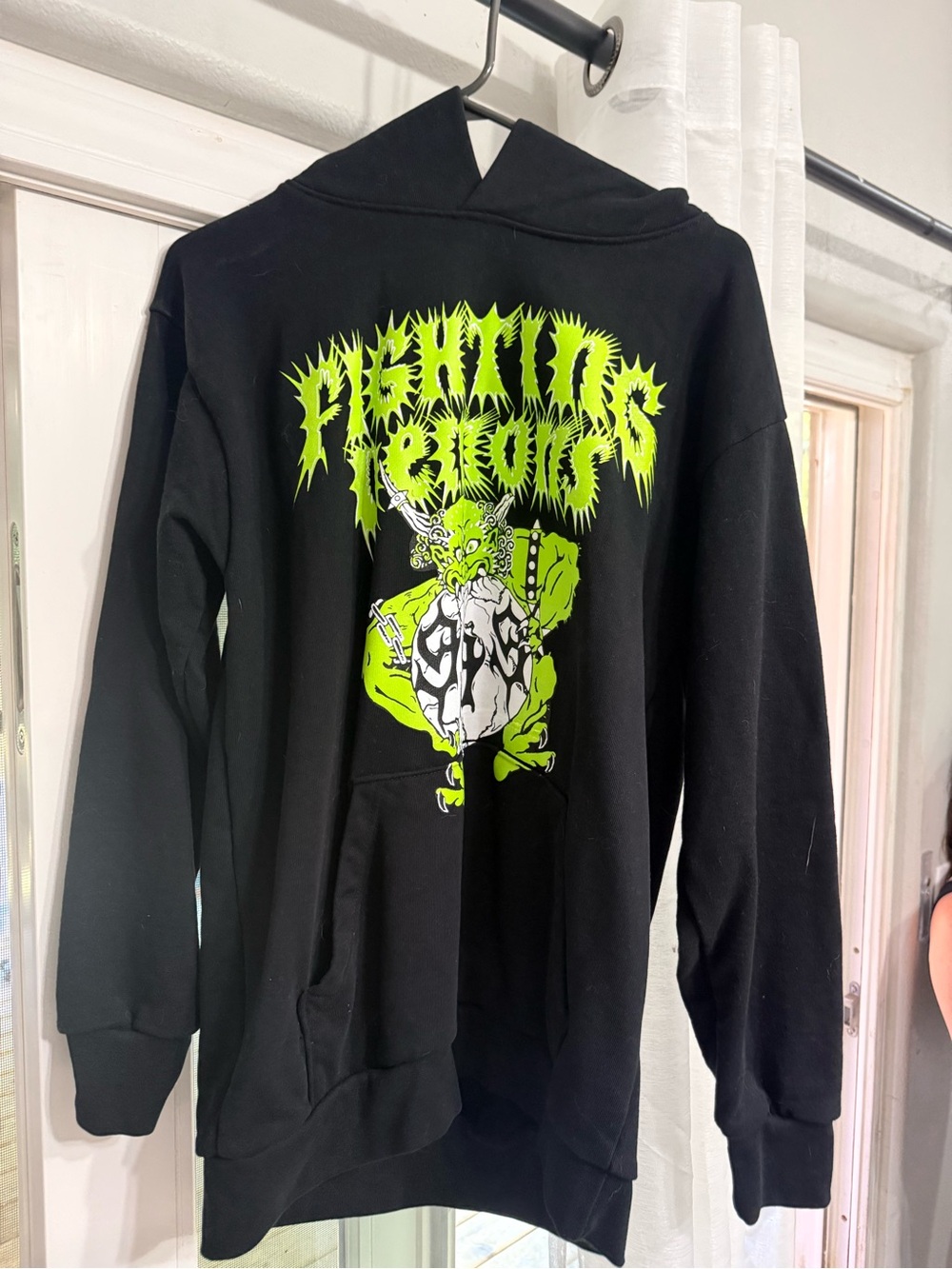 VLONE Juice WRLD Black Hoodie with Neon Lime Monster Graphic